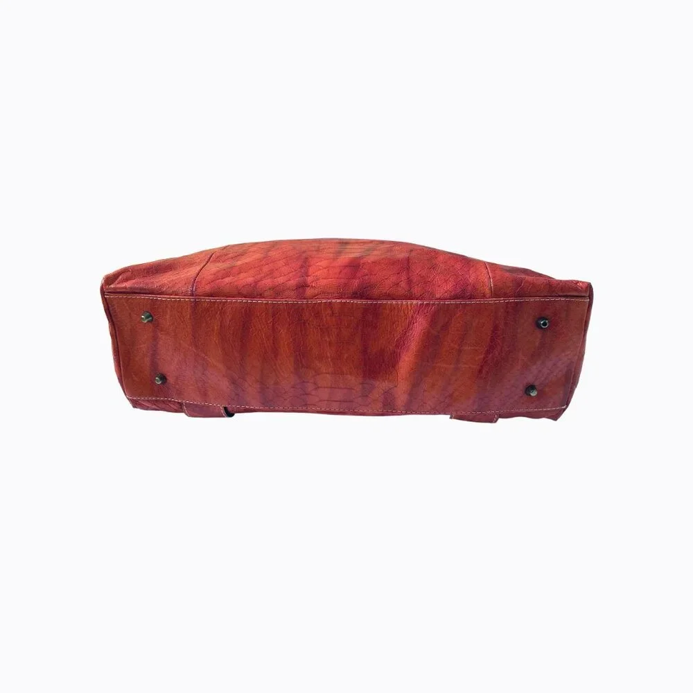 Vtg Robert Pietri Red Leather Bag Genuine Spanish Snake Embossed 90s Y2K Mobwife
